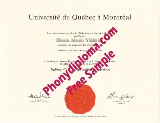 Canada Universite Du Quebec A Montreal Free Sample From Phonydiploma