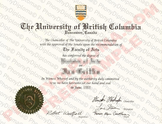 Canada University Of British Columbia Free Sample From Phonydiploma