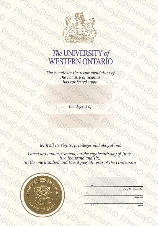 Canada University Of Western Ontario Free Sample From Phonydiploma