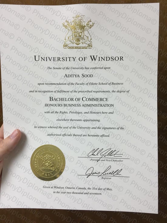 Canada University Of Windsor Fake Diploma From Phonydiploma
