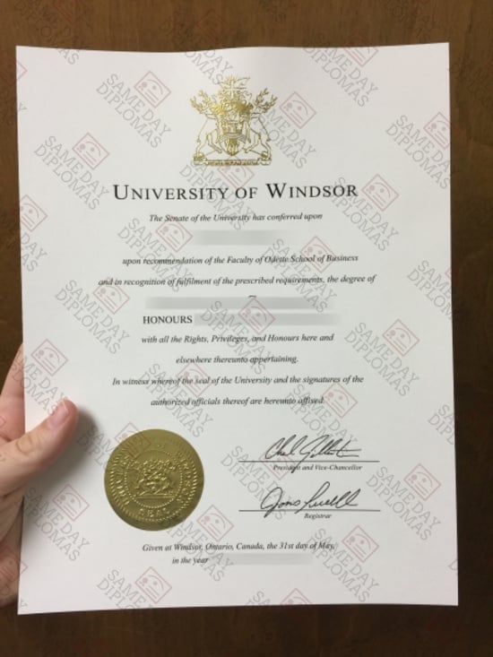 Canada University Of Windsor Free Fake Diploma Sample