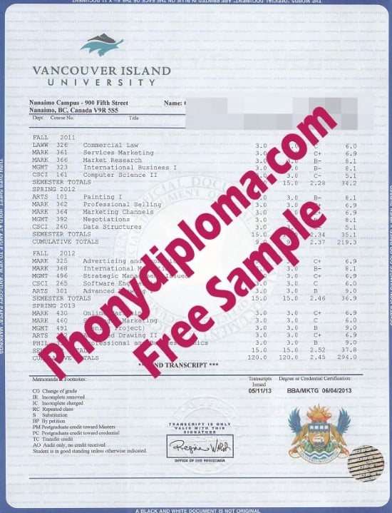 Canada Vancouver Island University House Design Transcripts Free Sample From Phonydiploma