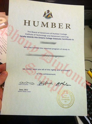 Humber College Fake Diploma From Canadian School From Phonydiploma