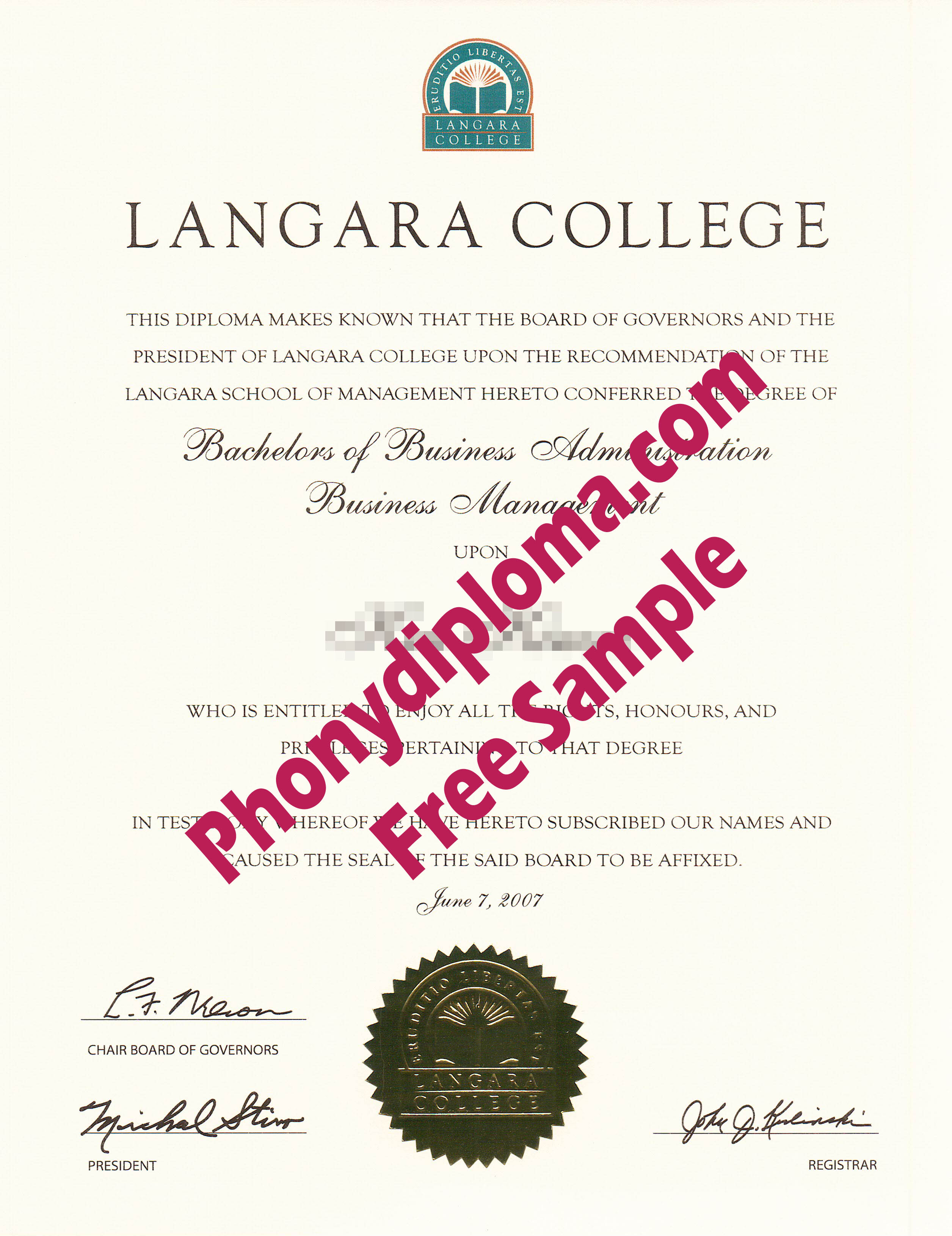 Langara College Scan Free Sample From Phonydiploma