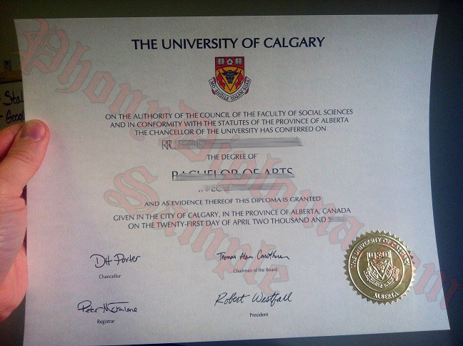 University Of Calgary Fake Diploma From Canadian School From Phonydiploma