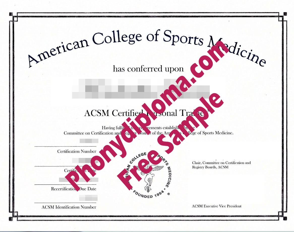 American College Of Sports Medicine Free Sample From Phonydiploma