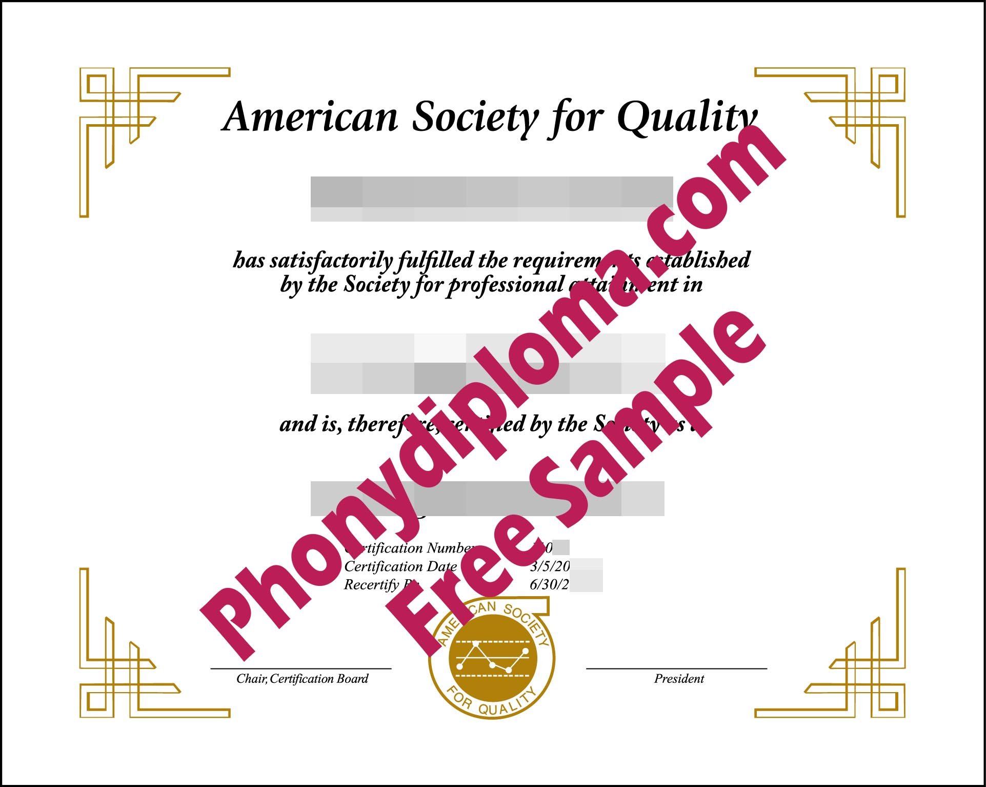 American Society For Quality Free Sample From Phonydiploma