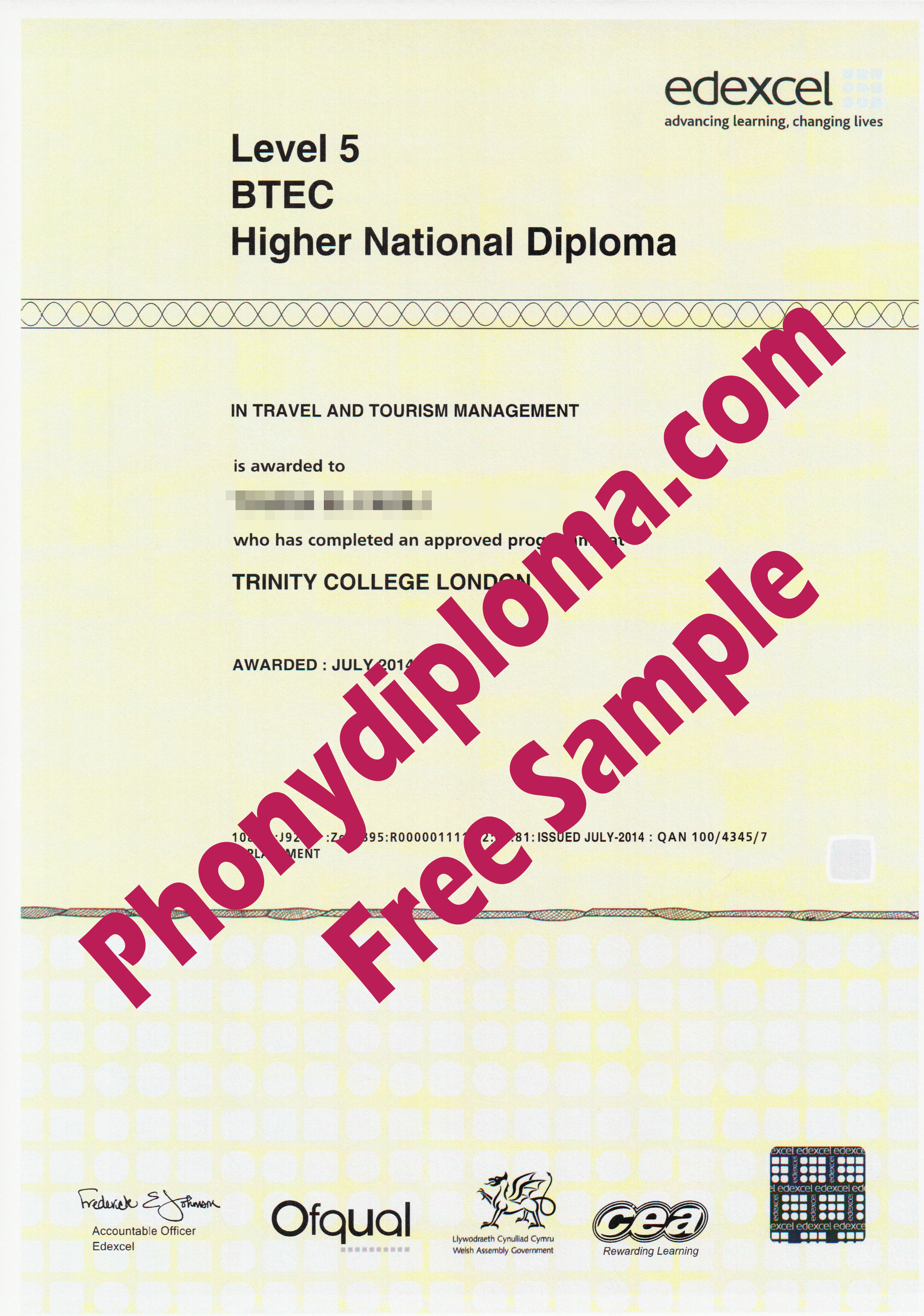 Btec Level 5 Nhd National Higher Diploma Free Sample From Phonydiploma