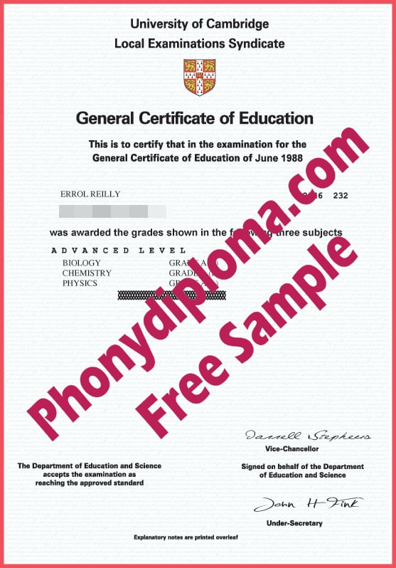 Cambridge A Level Free Sample From Phonydiploma
