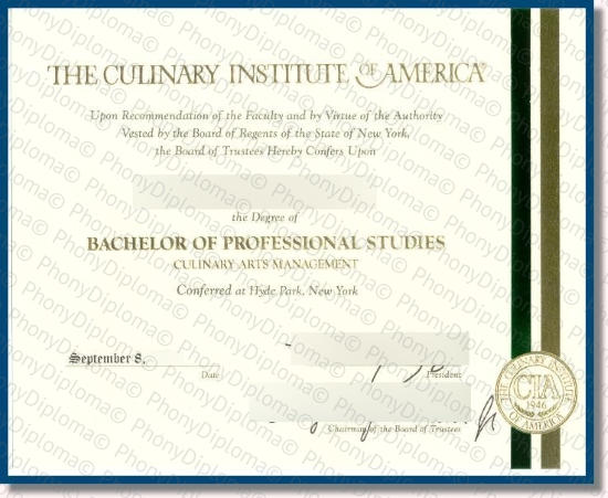 Culinary Cia Fake Certificate From Phonydiploma