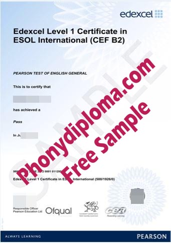 Edexcel Level 1 Certificate In Esol Cef B2 Free Sample From Phonydiploma