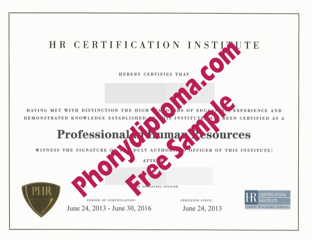 Hr Certification Institute Phr Free Sample From Phonydiploma Quote $350