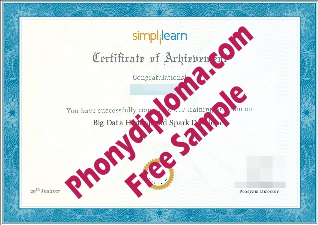 Hadoop Certificate $250 Free Sample From Phonydiploma