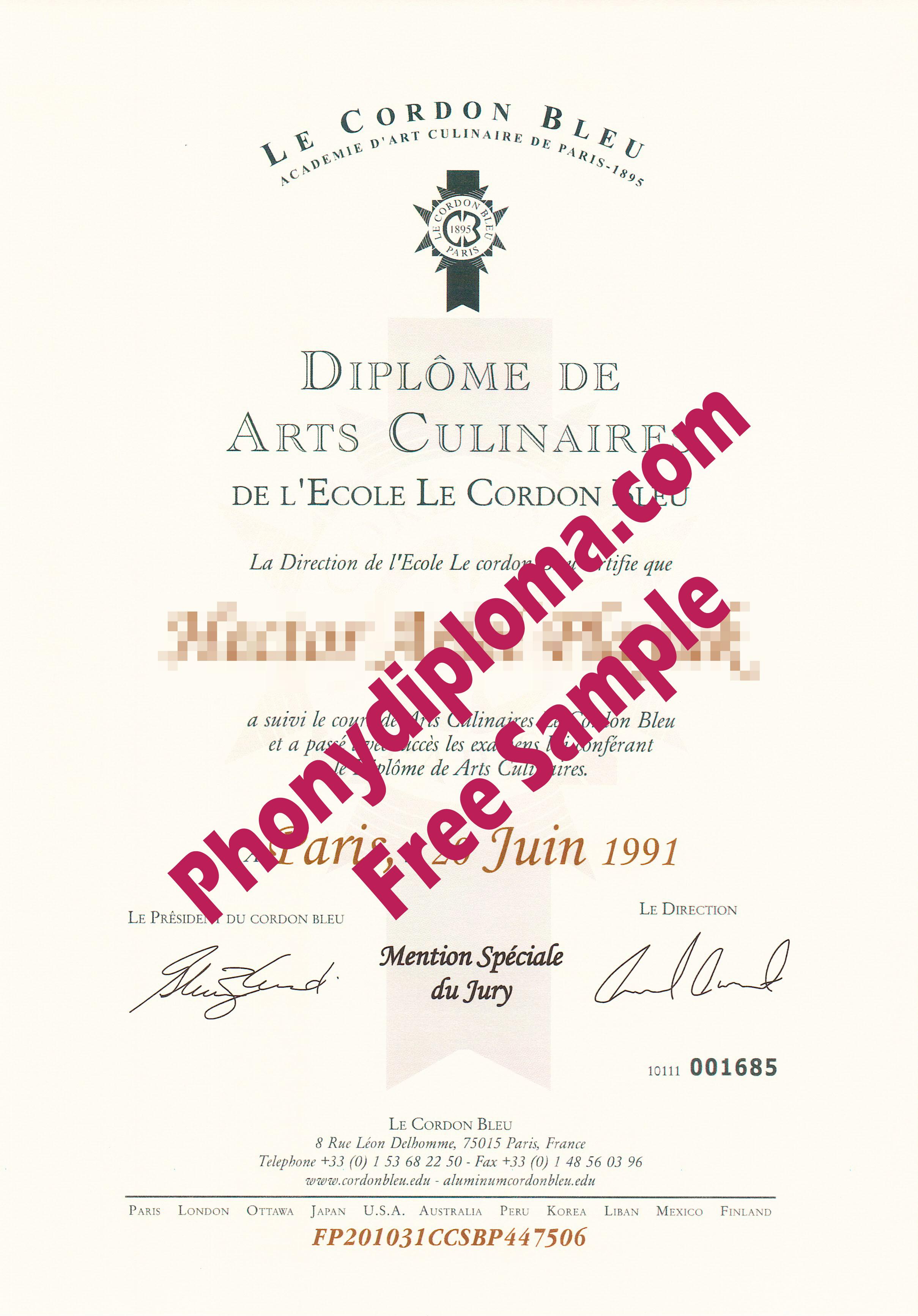 Le Cordon Bleu Free Sample From Phonydiploma