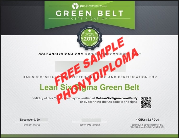Lean Six Sigma Green Belt Free Sample From Phonydiploma