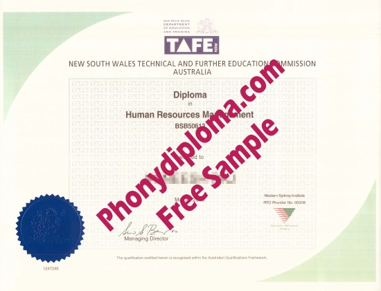 Tafe Human Resources New South Wales Technical Fake Diploma From Phonydiploma