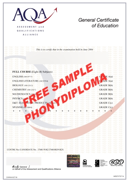Uk Aqa Gcse Free Sample From Phonydiploma