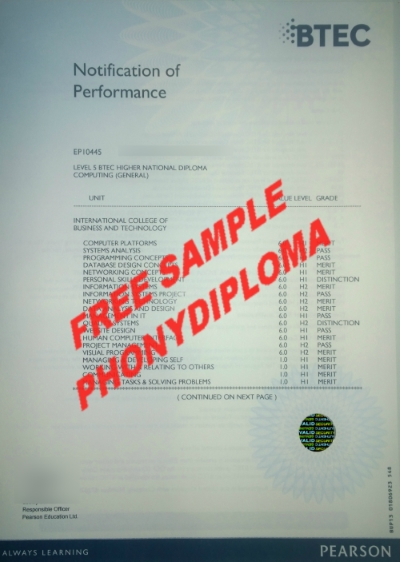 Uk Level 5 Btec Actual Match Transcript Free Sample From Phonydiploma
