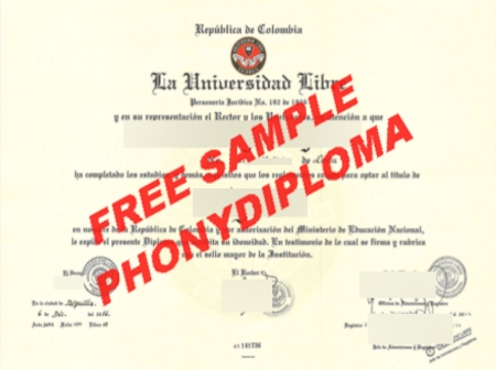 Colombia La Universidad Libre Free Sample From Phonydiploma