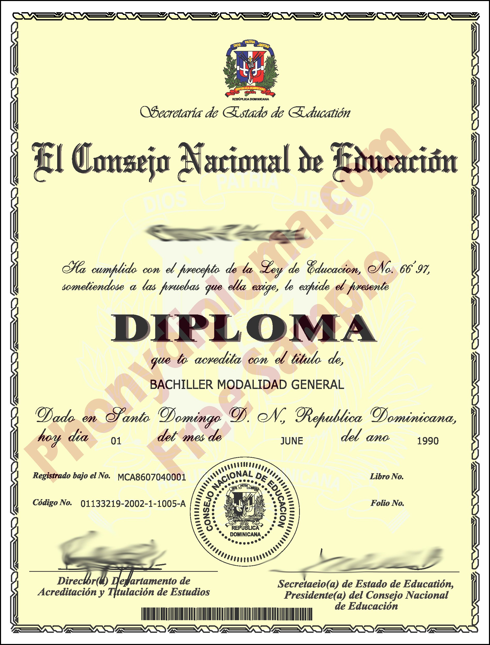 Dominican Republic Fake Diploma Custom Sample Phonydiploma