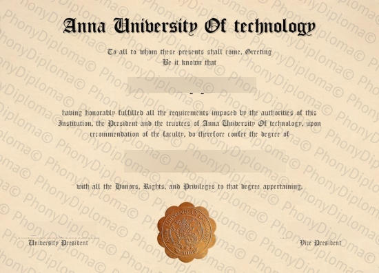 India Anna University Of Technology Free Sample From Phonydiploma
