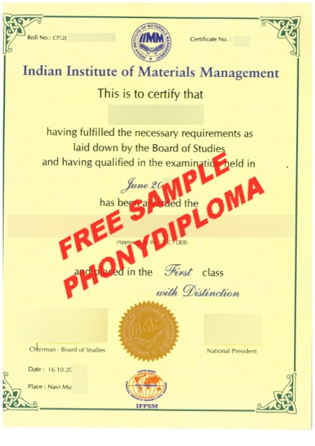 India Indian Institute Of Materials Management Free Sample From Phonydiploma