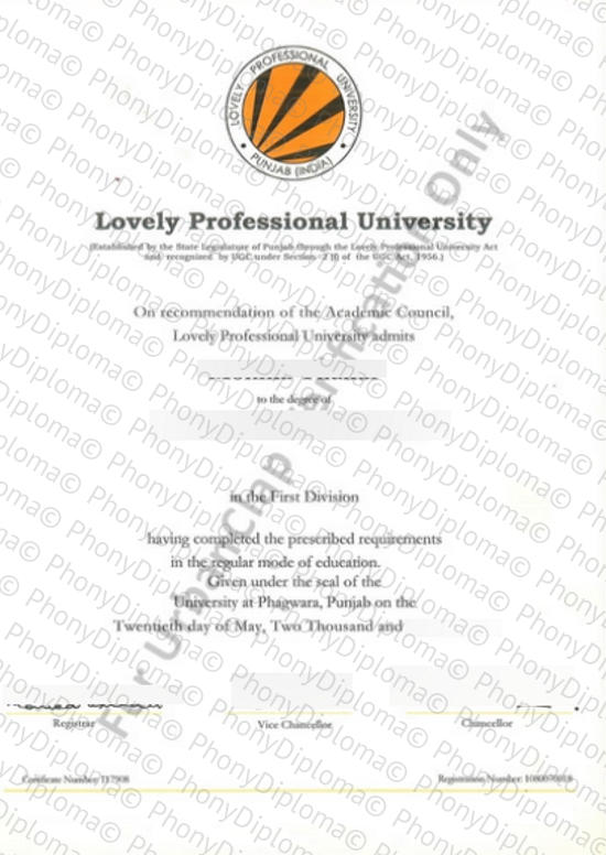India Lovely Professional University Fake Diploma From Phonydiploma