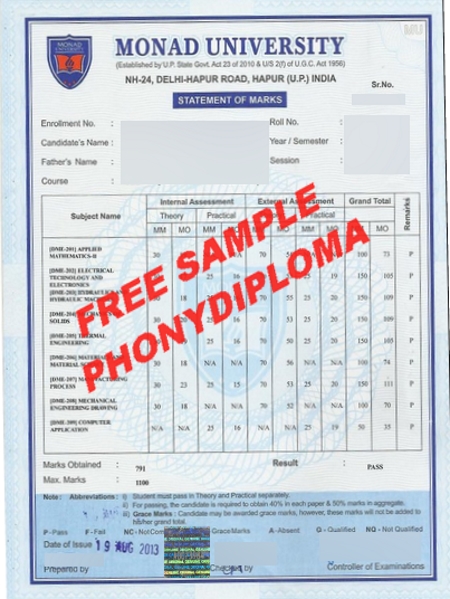 India Monad University Actual Match Transcript Free Sample From Phonydiploma