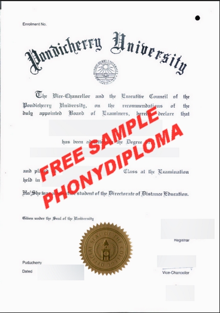 India Pondicherry University Free Sample From Phonydiploma