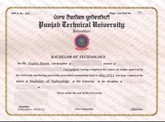 India Punjab Technical University Fake Diploma From Phonydiploma