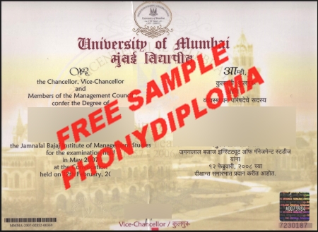 India University Of Mumbai Free Sample From Phonydiploma