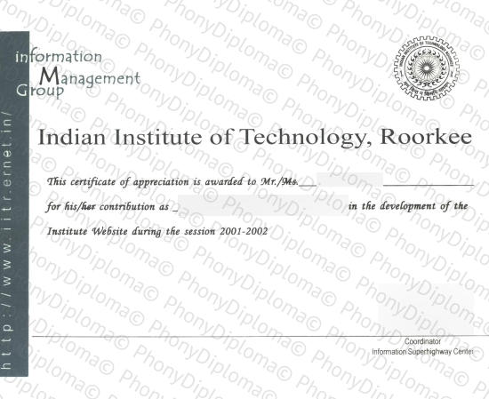 Indian Institute Of Technology Free Sample From Phonydiploma