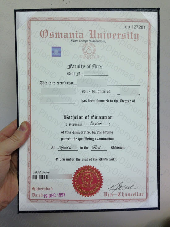 Osmania University Photo Free Sample From Phonydiploma