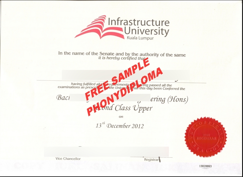 Malaysia Infrastructure University Kuala Lumpur Free Sample From Phonydiploma