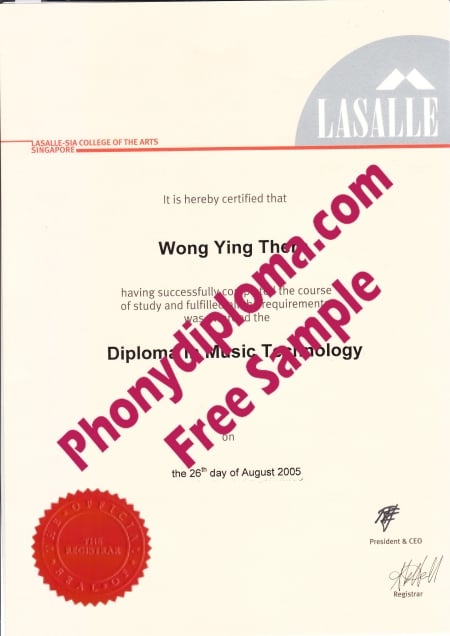 Malaysia Lasalle College Of The Arts Singapore Free Sample From Phonydiploma