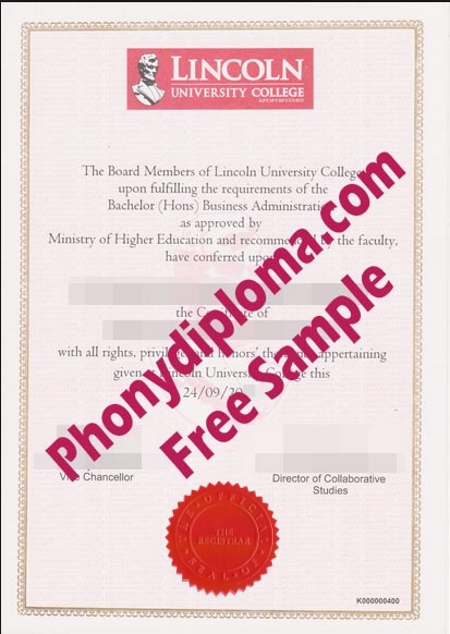 Malaysia Lincoln University College Free Sample From Phonydiploma
