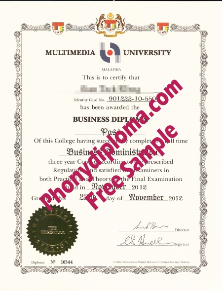 Malaysia Multimedia University Free Sample From Phonydiploma