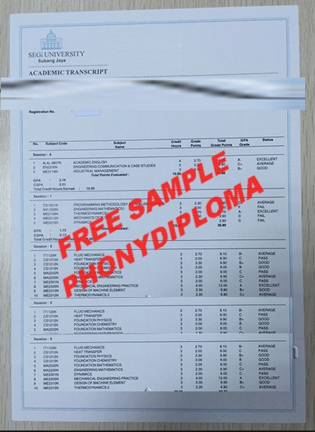 Malaysia Segi Cololege Or University Actual Match Transcript Free Sample From Phonydiploma