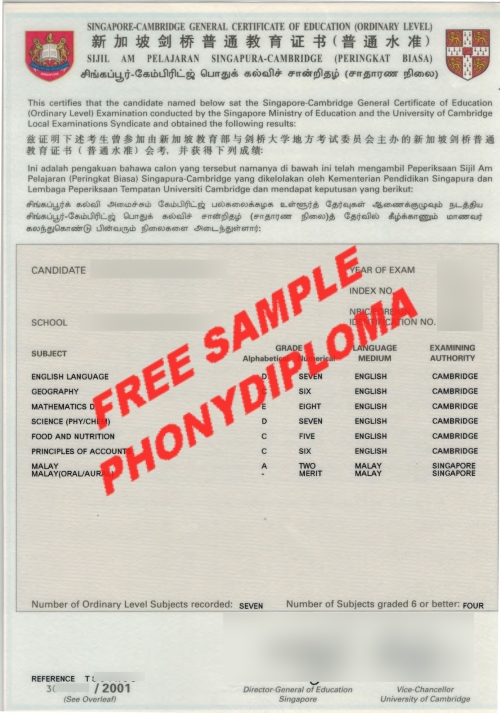 Malaysia Singapore Cambridge General Certificate Of Education Free Sample From Phonydiploma