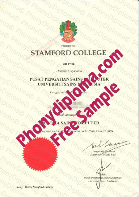 Malaysia Stamford College Singapore Free Fake Diploma Sample