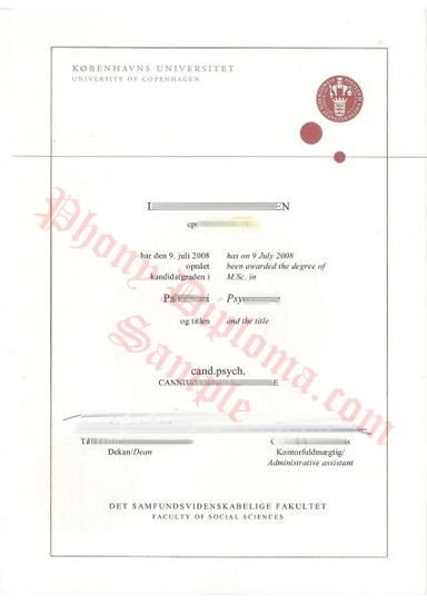 University Of Copenhagen Fake Netherlands University Diploma Sample From Phonydiploma $350