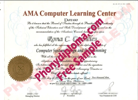 Philippines Ama Computer Learning Center Free Sample From Phonydiploma