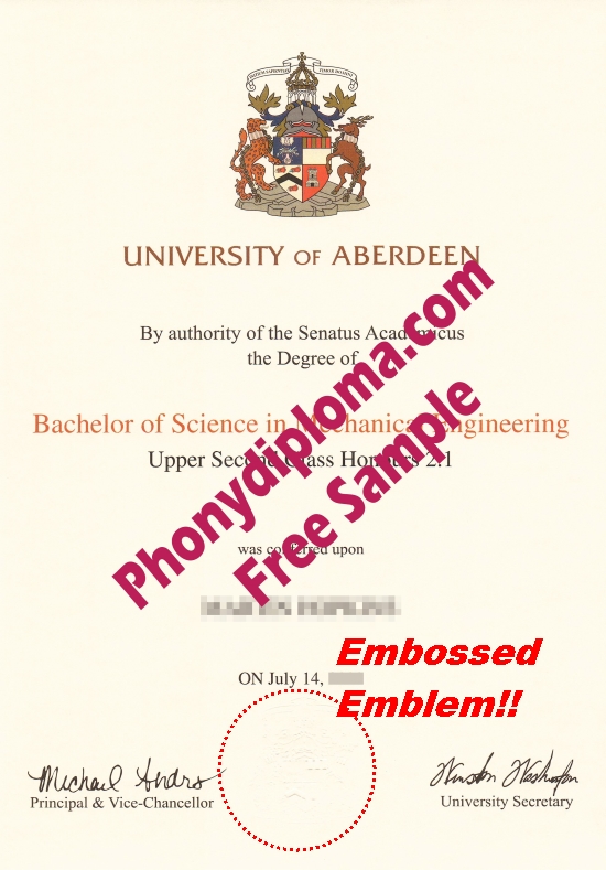 Scotland University Of Aberdeen Free Sample From Phonydiploma