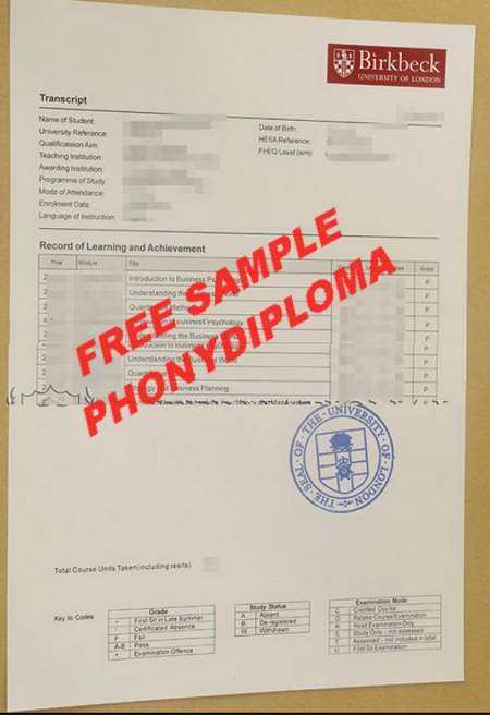 Uk Birkbeck University Of London Actual Match Transcript Free Sample From Phonydiploma
