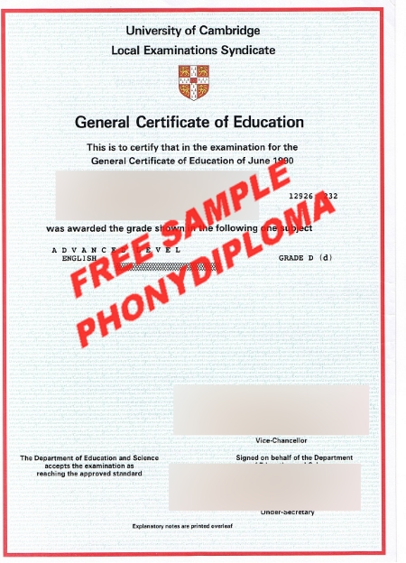 Uk Cambridge A Level Certificate Free Sample From Phonydiploma