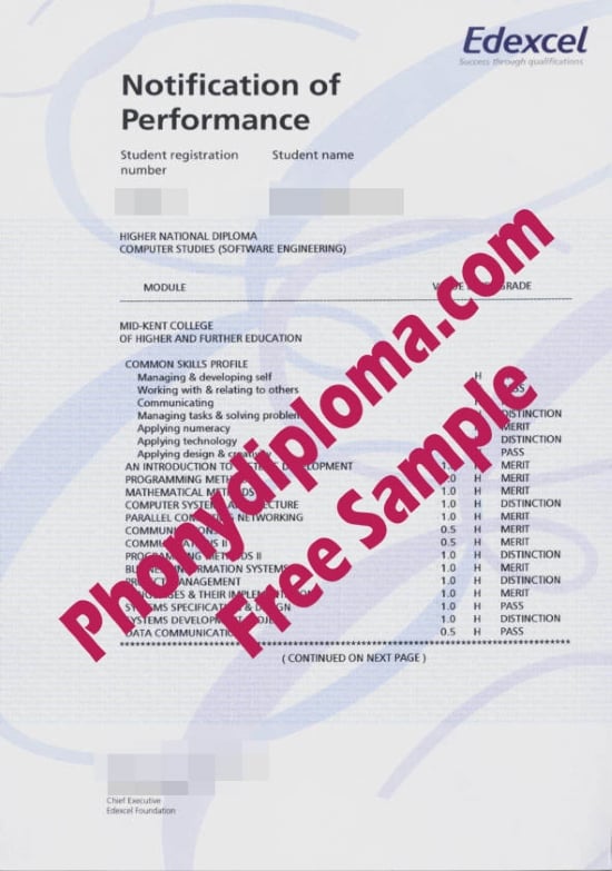 Uk Edexcel Hnd Actual Match Transcript Free Sample From Phonydiploma
