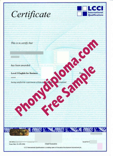 Uk Lcci Certificate Free Sample From Phonydiploma
