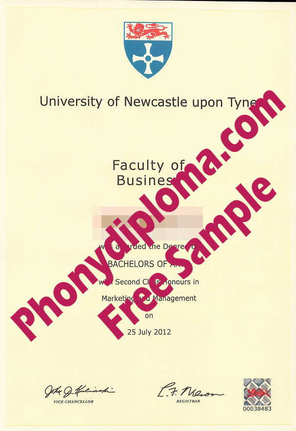 Uk Newcastle Upon Tyne Free Sample From Phonydiploma