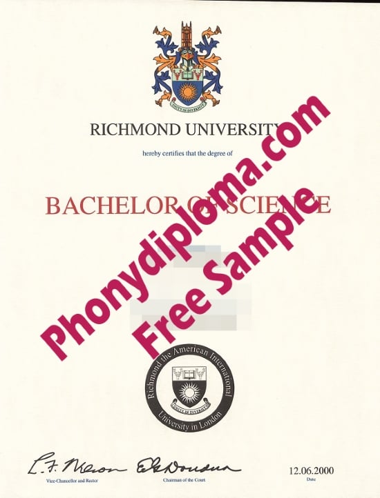 Uk Richmond University Free Sample From Phonydiploma