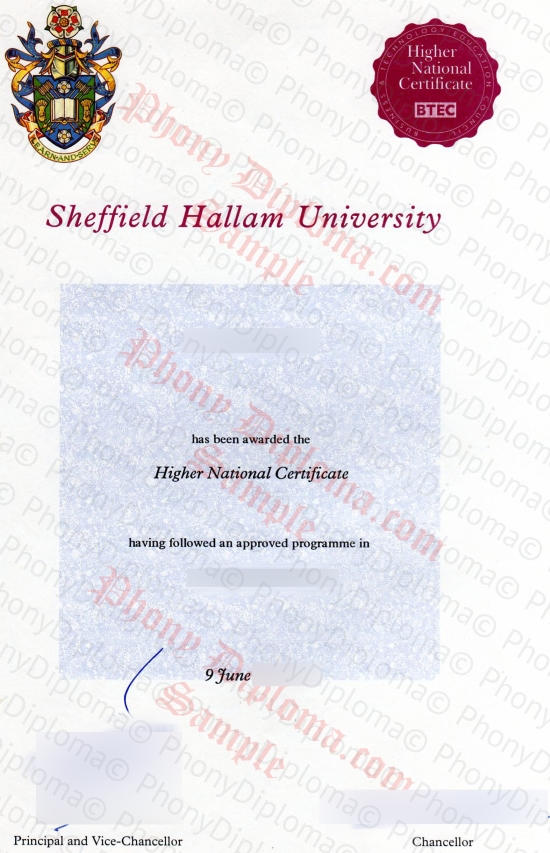 Uk Sheffield Hallam University Hnc Free Sample From Phonydiploma